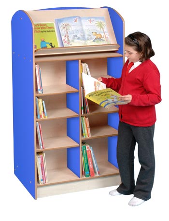 Coniston Double Sided 1500 Bookcase with Lectern - Blue/Maple