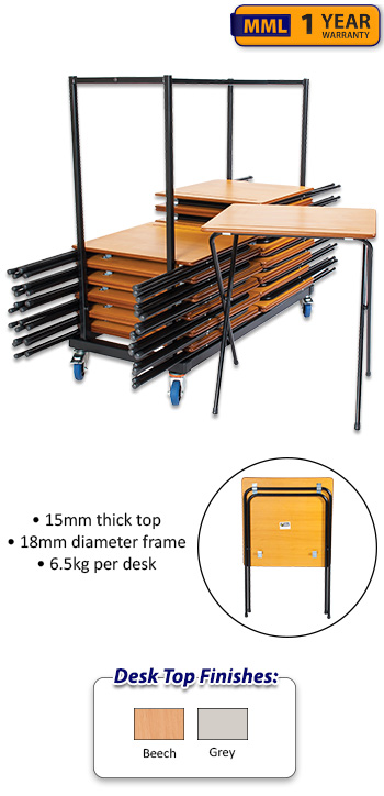 40 Z-Lite Folding Exam Desks With Trolley Set