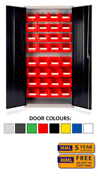 Lockable Small Parts Storage Cupboard - 1830mm wide - Option 3