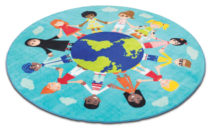 Children of the World Multi-Cultural Rug - Teal - 2m Diameter