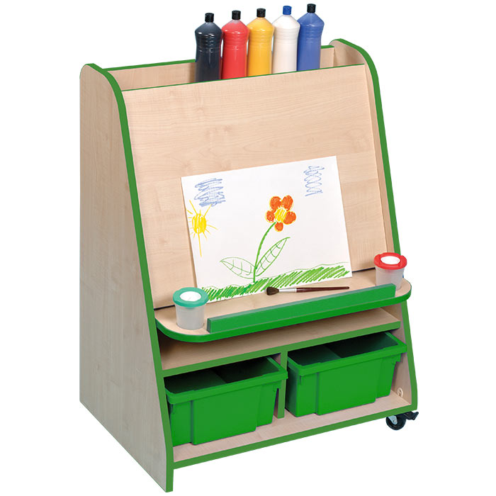 Denby Mobile Paint Easel Unit With 2 Storage Trays