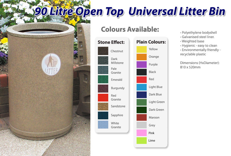 90 Litre Open Top Universal Litter Bin