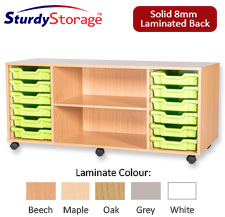 Sturdy Storage Quad Column Unit - 12 Trays & 2 Cupboards
