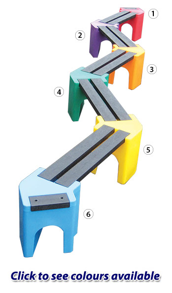Multicoloured Zigzag Bench - 10 Person Unit