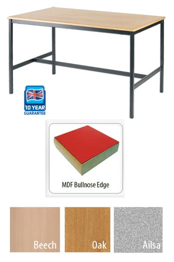 Fully Welded H-Frame Work Table With MDF Edge