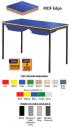 Classroom Contract Spiral Stacking Rectangular Table - Bullnosed MDF Edge - With 2 Shallow Trays and Tray Runners - view 1