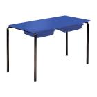 Contract Classroom Slide Stacking Rectangular Table with Matching ABS Thermoplastic Edge - With 2 Shallow Trays and Tray Runners - view 2
