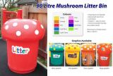 SET OF 4: 90 Litre Mushroom Litter Bins - view 1