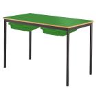 Classroom Contract Spiral Stacking Rectangular Table - Bullnosed MDF Edge - With 2 Shallow Trays and Tray Runners - view 3