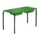 Contract Classroom Slide Stacking Rectangular Table with Matching ABS Thermoplastic Edge - With 2 Shallow Trays and Tray Runners - view 1