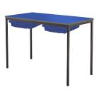 Classroom Contract Spiral Stacking Rectangular Table - Spray Polyurethane Edge - With 2 Shallow Trays and Tray Runners - view 2