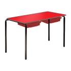 Contract Classroom Slide Stacking Rectangular Table - Spray Polyurethane Edge - With 2 Shallow Trays and Tray Runners - view 3