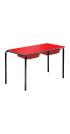 Contract Classroom Slide Stacking Rectangular Table - Spray Polyurethane Edge - With 2 Shallow Trays and Tray Runners - view 3