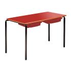 Contract Classroom Slide Stacking Rectangular Table - Bullnosed MDF Edge - With 2 Shallow Trays and Tray Runners - view 2