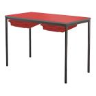 Classroom Contract Spiral Stacking Rectangular Table - Spray Polyurethane Edge - With 2 Shallow Trays and Tray Runners - view 3