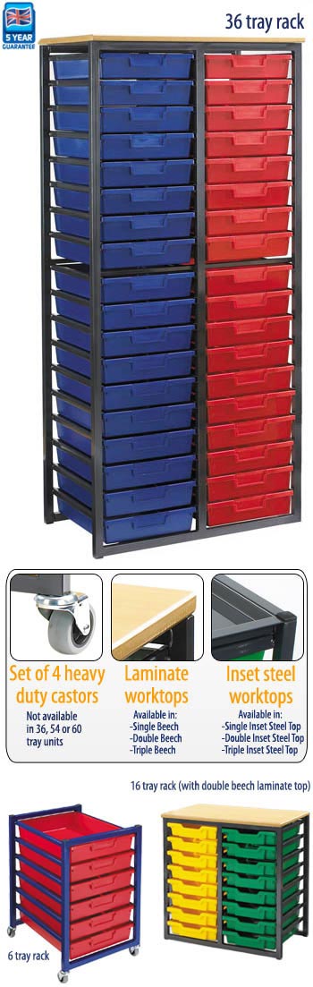 Not available on 36, 54 or 60 tray units. (Please note: Castors will 