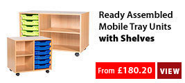 Ready Assembled Mobile Tray Units with Shelves 