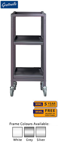 Gratnells Science Range - Bench Height Empty Single Span Trolley With Shelves - 860mm
