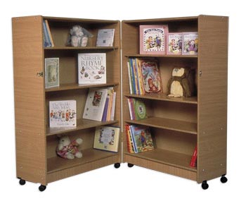 4 Shelf Hinged Bookcase Beech Finish