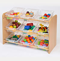 RS Classroom Tidy with 9 Clear or Coloured Plastic Trays 