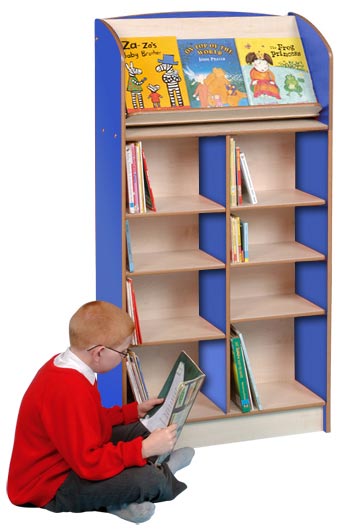 Coniston Single Sided 1500 Bookcase with Lectern - Blue/Maple