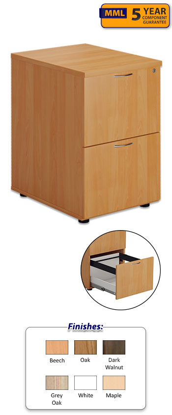 2 Drawer Wooden Filing Cabinet