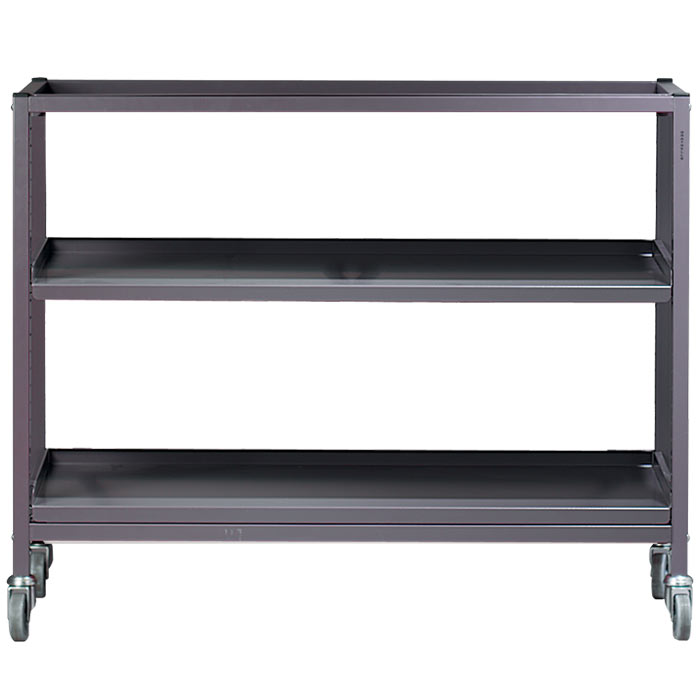 Gratnells Science Range - Bench Height Empty Treble Trolley With Shelves And 75mm Castors - 860mm