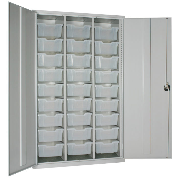 Lockable Treble Cupboard With 27 Deep Trays Set - 1830mm