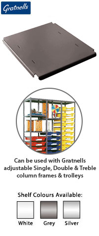 Gratnells Single Shelf with Clips - For Static & Mobile Units with Adjustable Runners - Pack of 2     (Only use in frames with columns, in place of trays) 