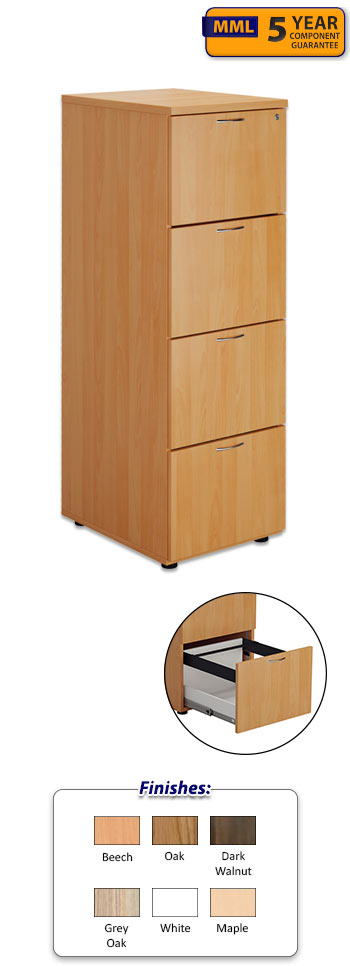 4 Drawer Wooden Filing Cabinet