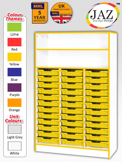 Jaz Storage Range - Triple Width Tray Unit With Top Open Storage