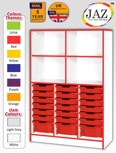 Jaz Storage Range - Triple Width Variety Tray Unit with Open Storage