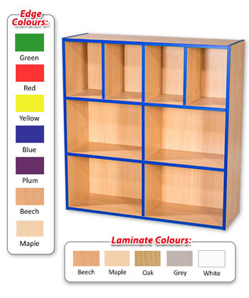 KubbyKurve Library Three Tier 4+2+2 Shelf Unit