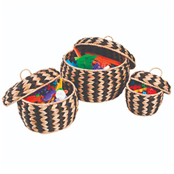 Woven Zebra Pots - Set Of 3