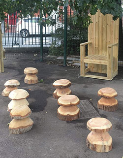 Hand Carved Mushroom Seat Sets 