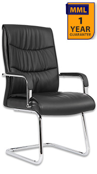 Carter Black Luxury Faux Leather Cantilever Chair With Arms