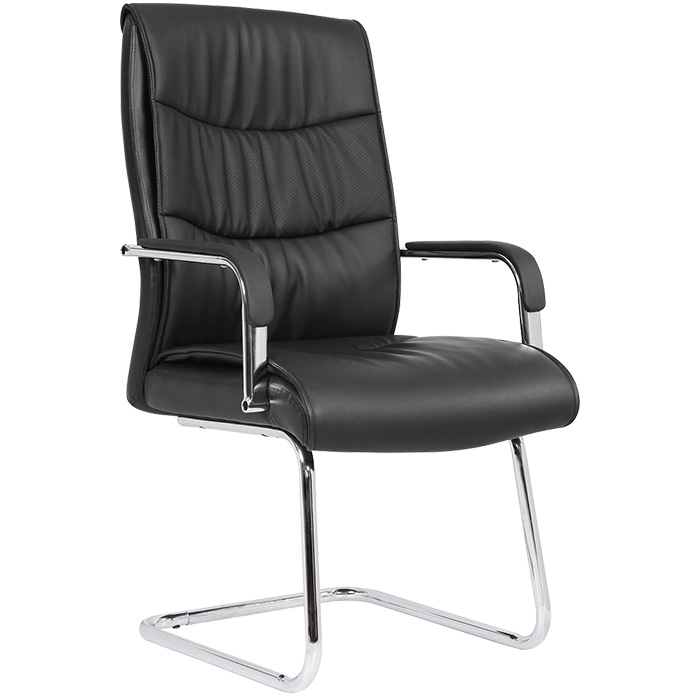 Carter Black Luxury Faux Leather Cantilever Chair With Arms