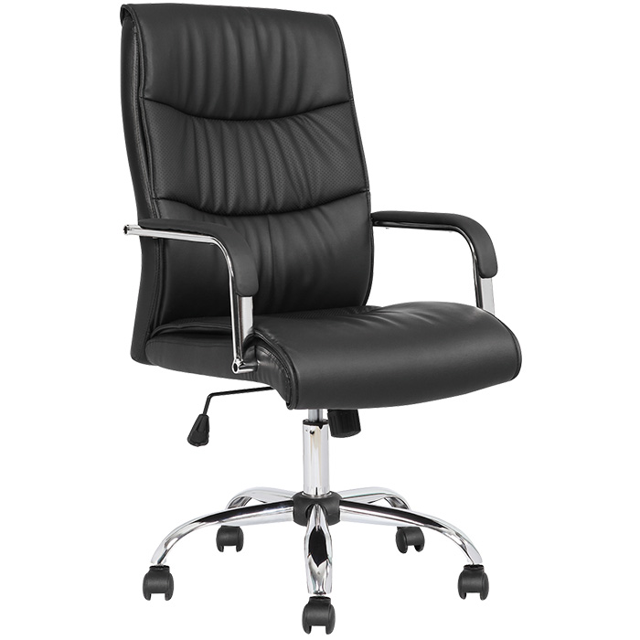 Carter Black Luxury Faux Leather Chair With Arms