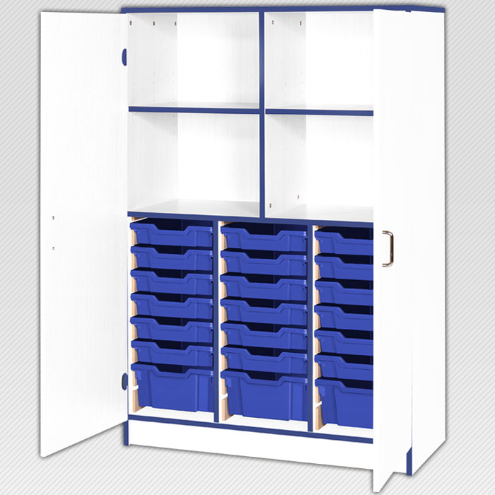 Jaz Storage Range - Triple Width Cupboard With variety Trays And Open Storage