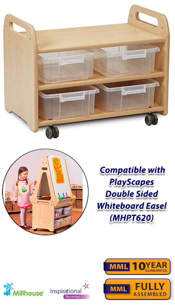 PlayScapes Easel Stand & Storage Trolley With 4 Clear Tube