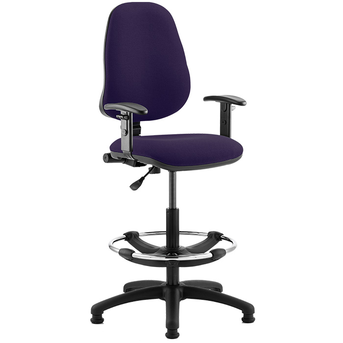 Eclipse 1 Lever Task Operator Chair - Bespoke Colour Chair With Height Adjustable Arms And Hi-Rise Draughtsman Kit