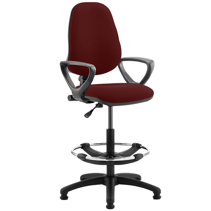 Eclipse 1 Lever Task Operator Chair - Bespoke Colour With Loop Arms And Hi-Rise Draughtsman Kit