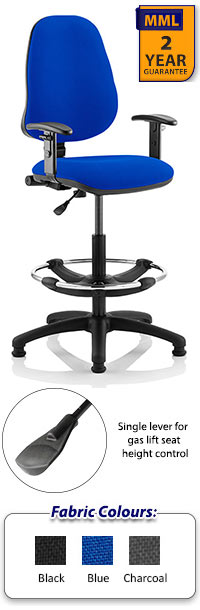 Eclipse 1 Lever Task Operator Chair With Height Adjustable Arms And Hi-Rise Draughtsman Kit