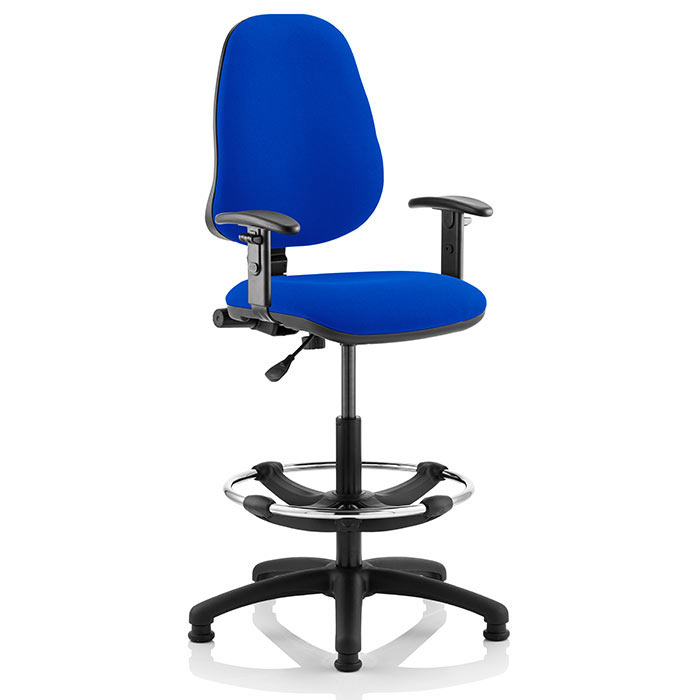 Eclipse 1 Lever Task Operator Chair With Height Adjustable Arms And Hi-Rise Draughtsman Kit