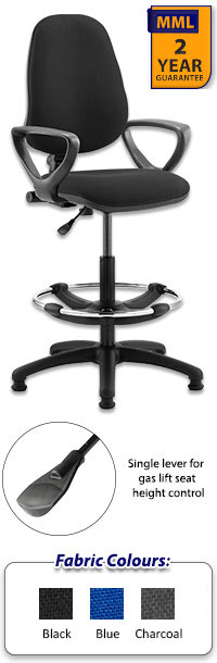 Eclipse 1 Lever Task Operator Chair With Loop Arms And Hi-Rise Draughtsman Kit