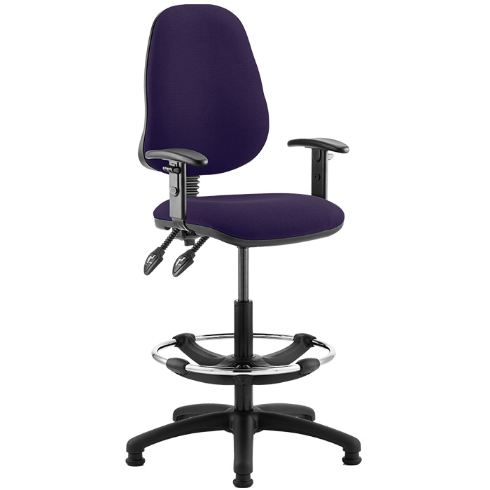 Eclipse 2 Lever Task Operator Chair - Bespoke Colour Chair With Height Adjustable Arms And Hi-Rise Draughtsman Kit