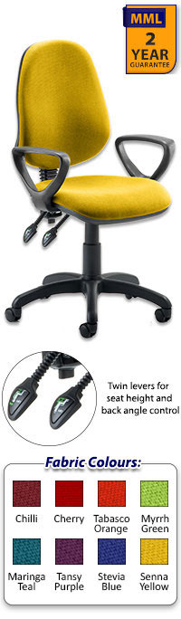 Eclipse 2 Lever Task Operator Chair - Bespoke Colour Chair With Loop Arms