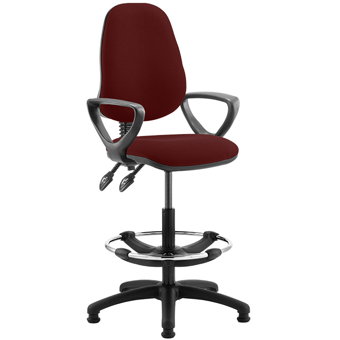 Eclipse 2 Lever Task Operator Chair - Bespoke Colour Chair With Loop Arms And Hi-Rise Draughtsman Kit