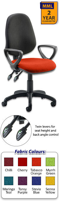 Eclipse 2 Lever Task Operator Chair - Bespoke Colour Seat With Loop Arms