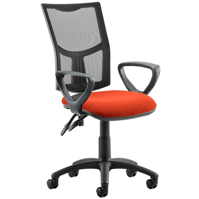 Eclipse 2 Lever Task Operator Chair - Bespoke Colour Seat With Mesh Back And Loop Arms